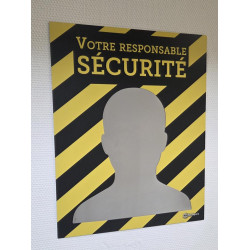 Panneau sécurité miroir - Responsable sécurité - 400 x 500 mm - avec adhésif double face